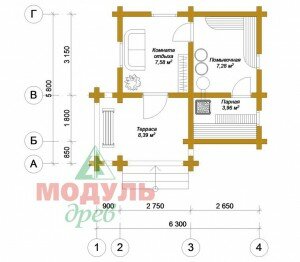 Баня из бруса, проект №2