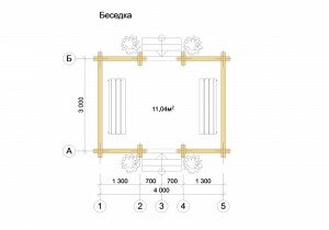 Планировка беседки из бруса для дачного участка